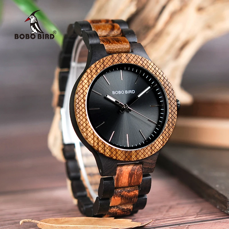Мужские кварцевые наручные часы BOBO BIRD в деревянной подарочной коробке|watches