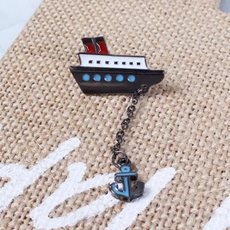 Timlee X005 Бесплатная доставка милый котенок с рыбацкой лодкой брошь Якорь заколки