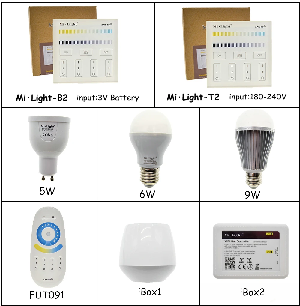 Светодиодная лампа Mi Light GU10 5 Вт E27 6 9 цветовая температура и яркость с