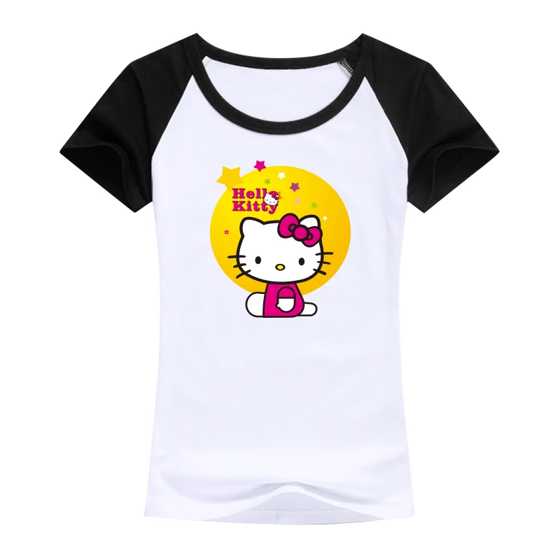 2016 harajuku топы футболки kawaii Hello Kitty Повседневная футболка высокого качества Модная