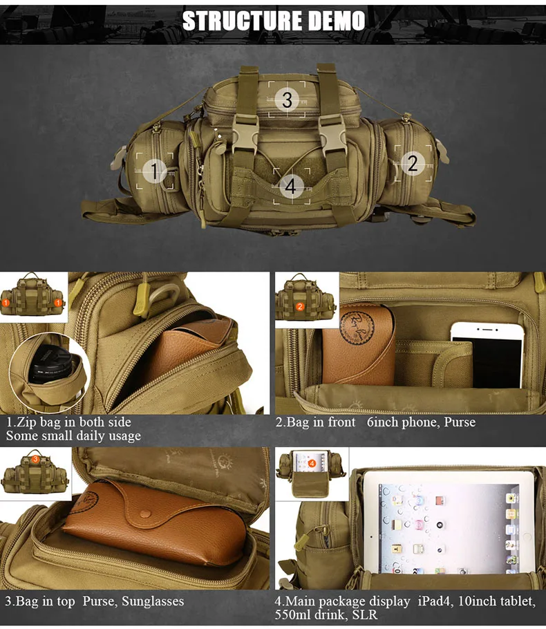 Molle военные поясные сумки Сумка для фотоаппарата/Чехол поясная сумка ремень тактика большой Shouder assase Кемпинг пакет Спорт на открытом воздухе камера XA573WA