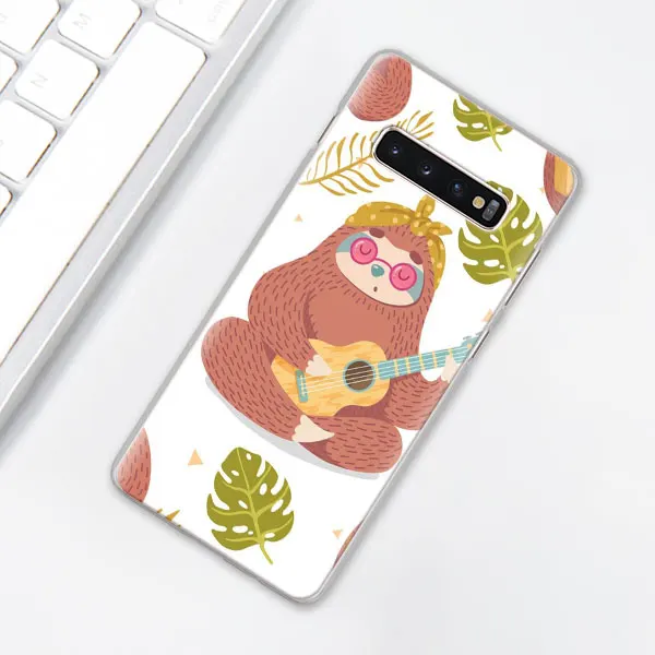 Серый Ленивец и цветочный узор чехол для телефона samsung Galaxy S10e S10 Plus S7 S8 S9 Plus Note 8 9 M10 M20 M30 жесткий чехол Coque - Цвет: 003