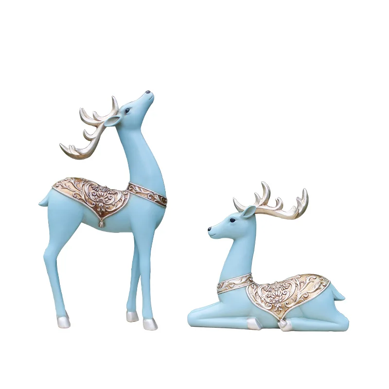 Смола животных Рождество орнамент с оленями креативная белая Статуэтка оленя