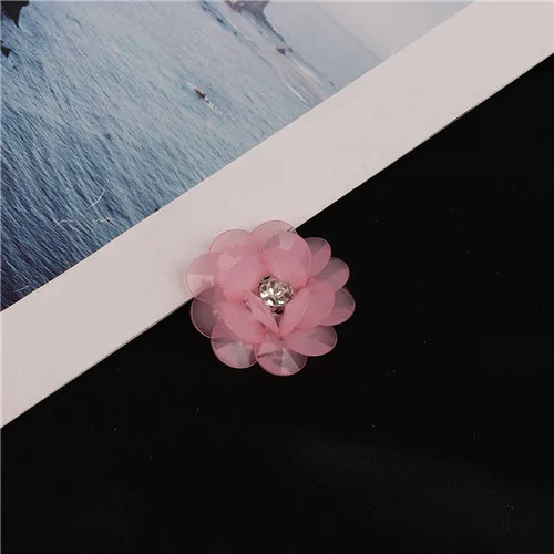 Pink 1Pcs Multicolor 3.2cm Dia Acrylic Flowers Beads With Rhinestone Fit DIY Handmade Jewelry Crafts Home Sewing Garment Bag Beads Accessories - Цвет: Pink