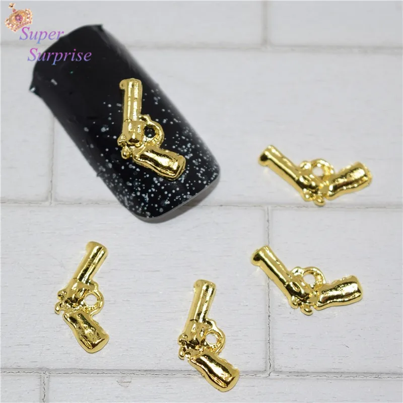 10 шт Маникюрный пистолет Золотой 3D украшение для ногтей блестки ногти блестящие