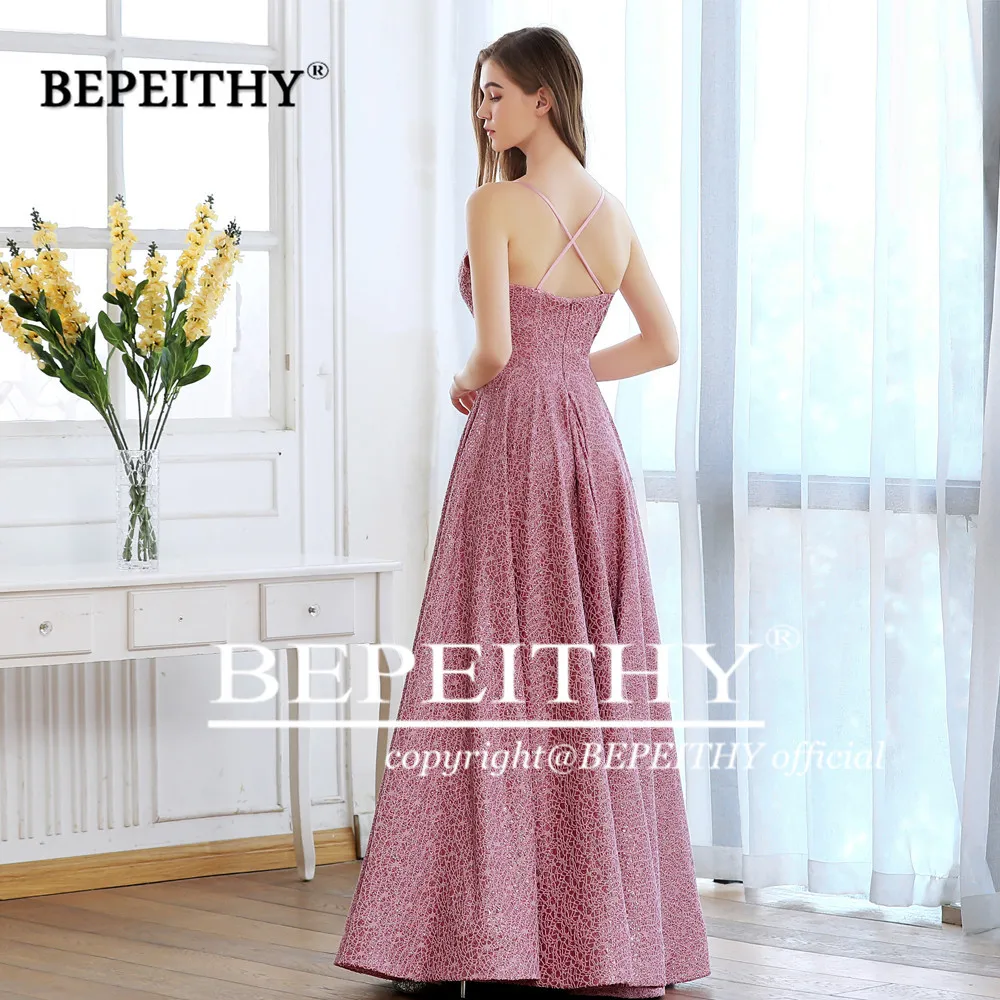 BEPEITHY/розовое длинное платье для выпускного вечера с v образным вырезом и