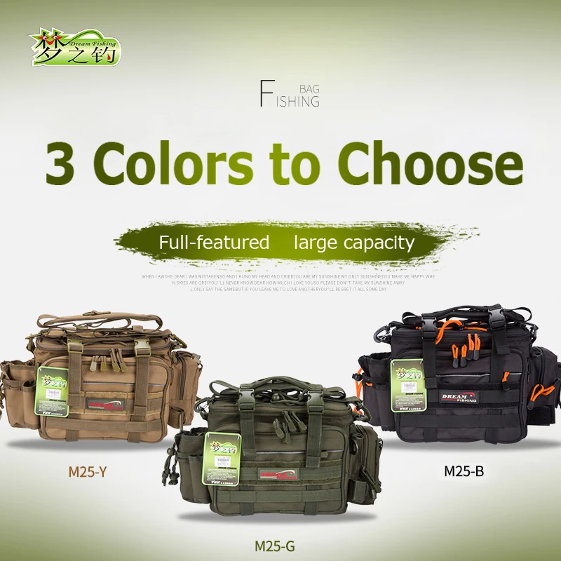 Нейлоновые многофункциональные рыболовные сумки Dream Fishing M25 36*18*23 см 1200D съемный