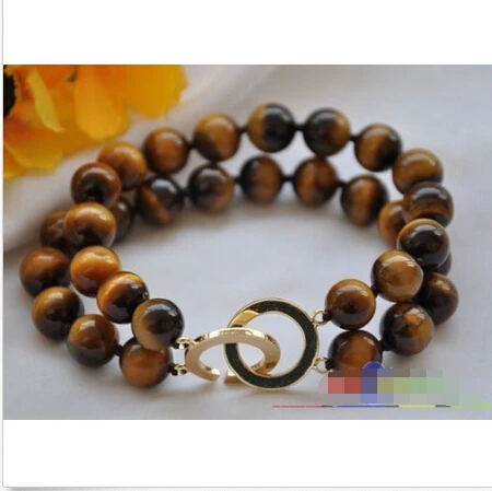 S1310 2row 8&quot 10mm round yellow tiger's-eye bead bracelet e SHIPPING 5.26 | Украшения и аксессуары