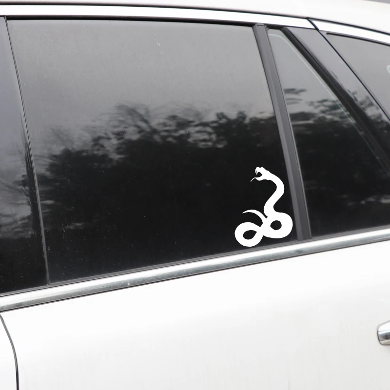 

YJZT 11.7CM*16.6CM A Ferocious Snake Decorate Pattern Vinyl Decal Car Door Car Sticker Black/Silver C4-1590