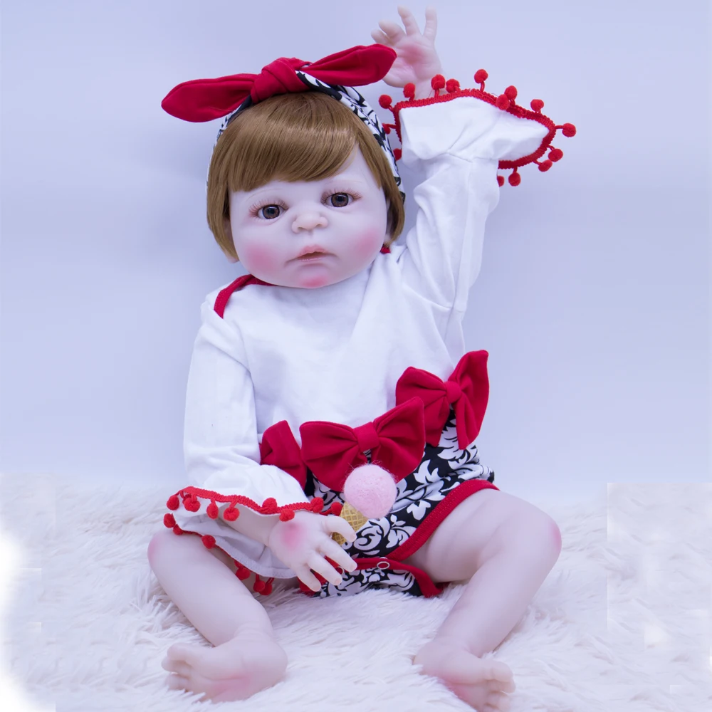 

Fashion brown hair all Silicone Reborn Girl Baby Doll Toy Lifelike Babies Reborn Doll noble Princess Girls Bebe Reborn Bonecas