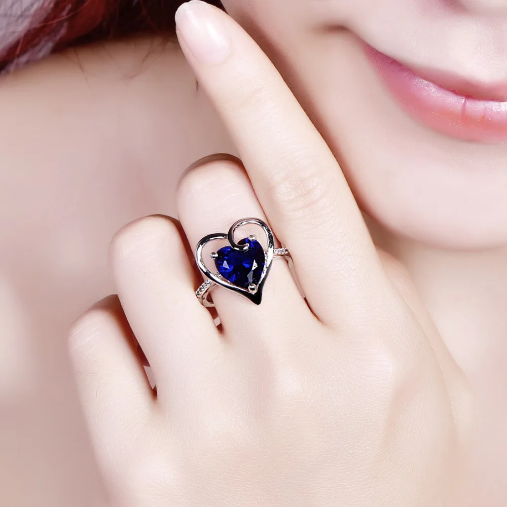 lingmei New Romantic Sweet Heart Multi &amp Royal Blue White CZ Silver ColorRing Size 6-9 Fashion Lovers' Jewelry | Украшения и