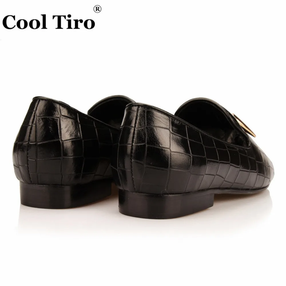 Мужские мокасины из крокодиловой кожи черные туфли на плоской подошве вечерние