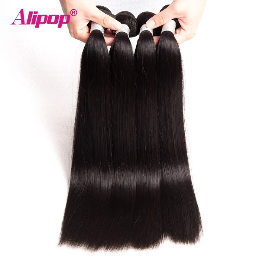 Перуанские прямые волосы 3 Связки с Кружево спереди застежка человеческие пучки