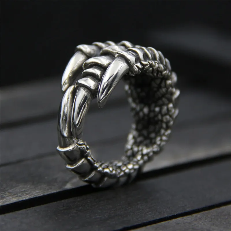 

C&R 925 Sterling Silver Rings for men eagle claw ring retro men exaggerated Fine Jewelry Size 8-10 Adjustable