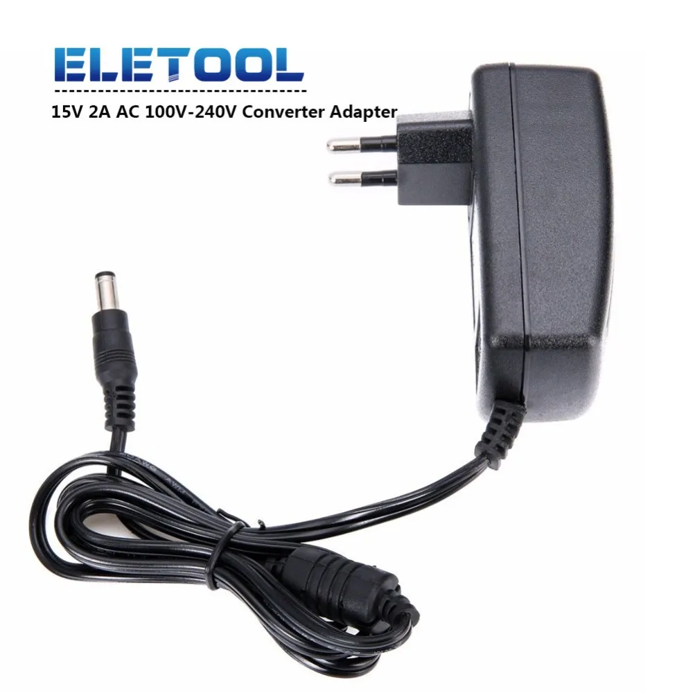 15V2A AC 100 V-240 V адаптер преобразователя DC 15V 2A 2000mA источник питания ЕС вилка 5,5 мм x 2,1-2,5 мм PN34