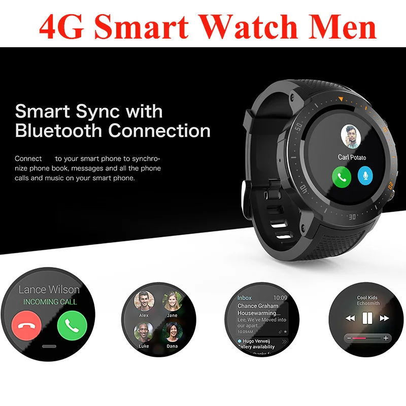 Kinyo мужские Смарт часы Android 4G GPS BDS Nano Sim карта Поддержка видео HD камера музыка игра