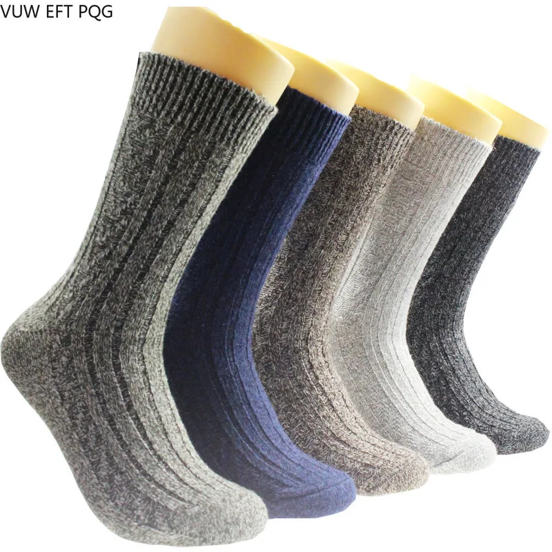 Men's socks with wool twist double needle socks and line to increase men's socks long thick warm wool sock