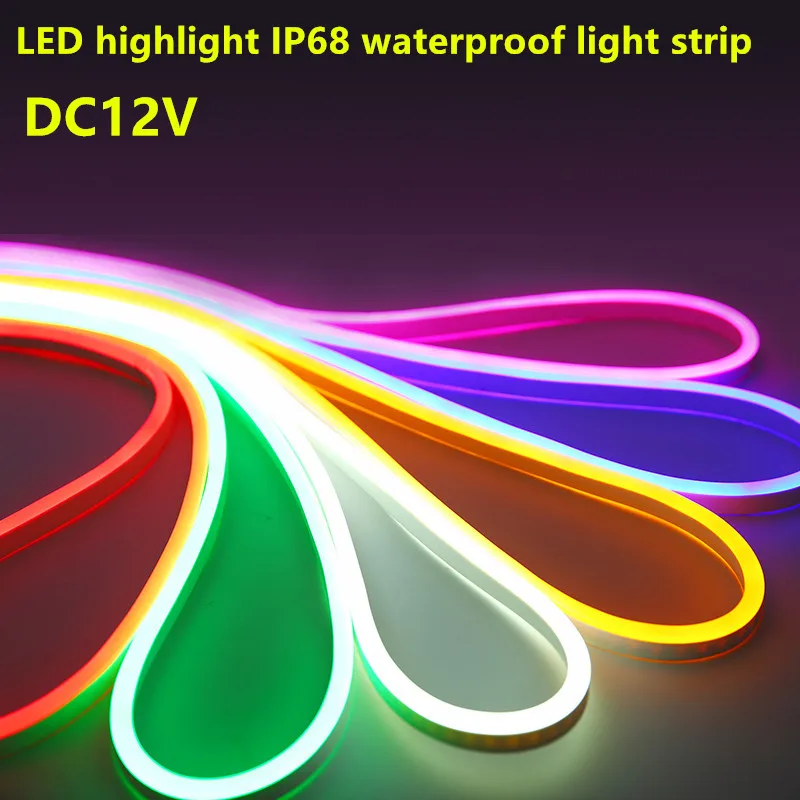 

12v led neon rope strip light flexible waterproof ip68 2835 smd 120led white warm white yellow red green blue RGB ice blue