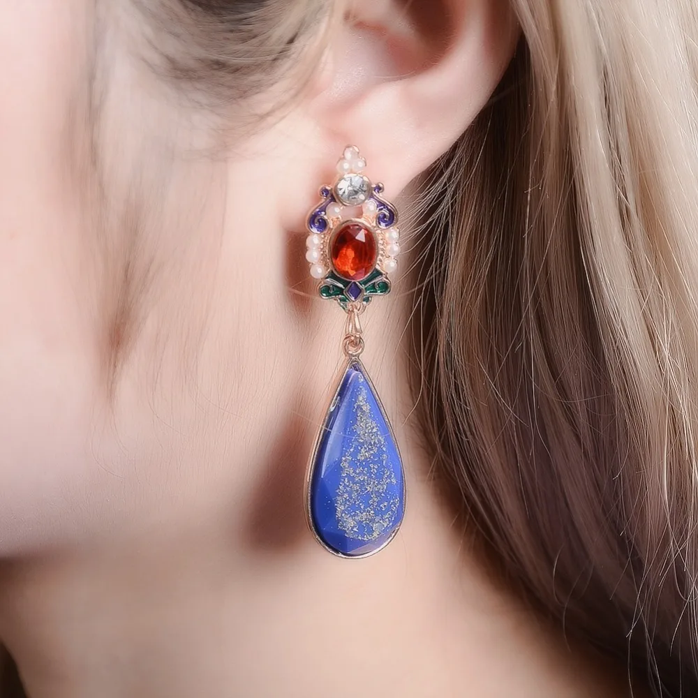 

Vintage Crystal Rhinestone Teardrop Pendientes Drop Dangle Earrings For Women Fashion Flower Ear Jewelry Statement Earrings