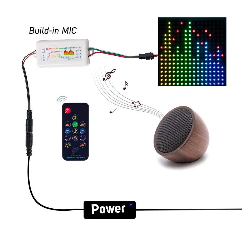WS2812B WS2811 WS2813 1903 Светодиодные ленты/Панель Bluetooth музыка мечта Цвет CSY08 контроллер 13