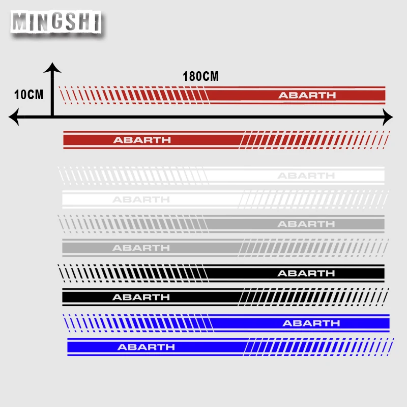 

Hot 1 Pair 2 Sides Vinyl Car Styling Abarth Side Skirt Sticker Vehicle Decals Stripe Wraps Body Stickers For FIAT 500