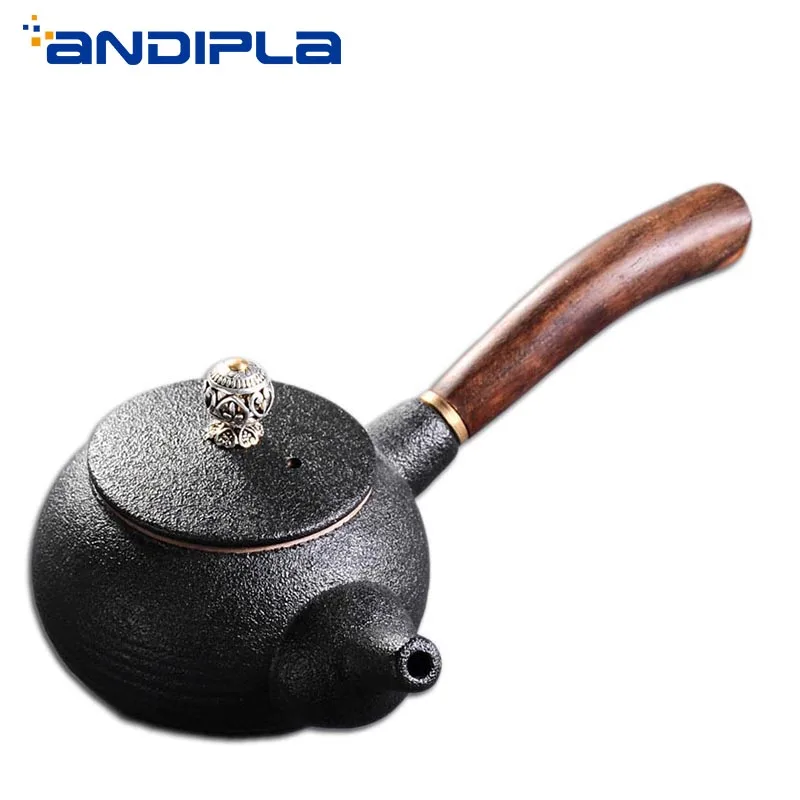 180 мл винтажный Японский черный керамический чайник боковая рукоятка чайный