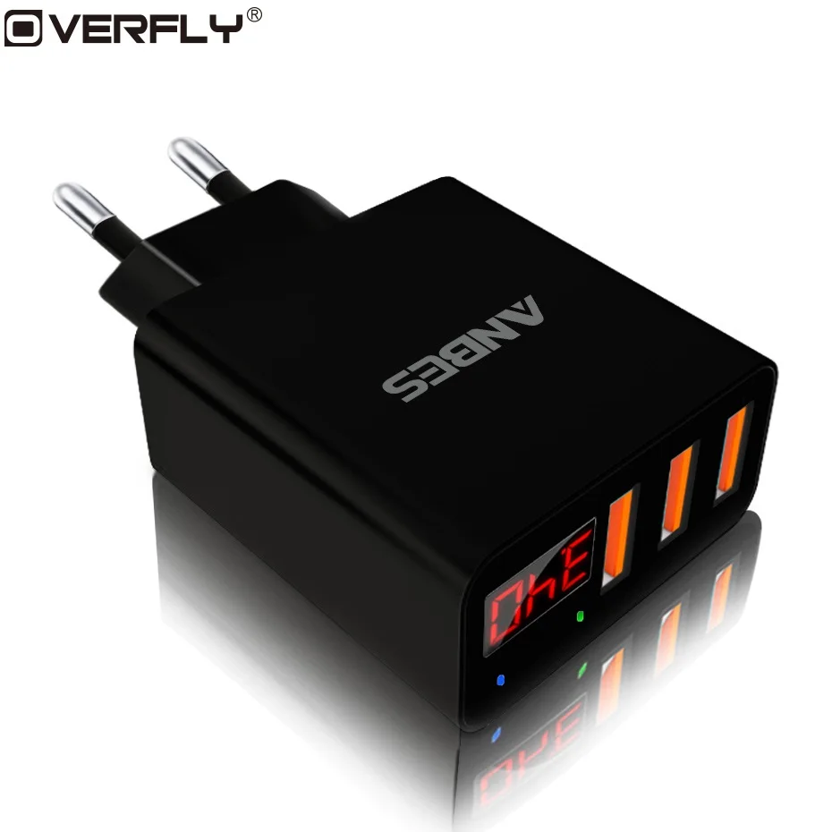 Overfly зарядное устройство для телефона iPhone быстрая зарядка 3 USB светодиодный