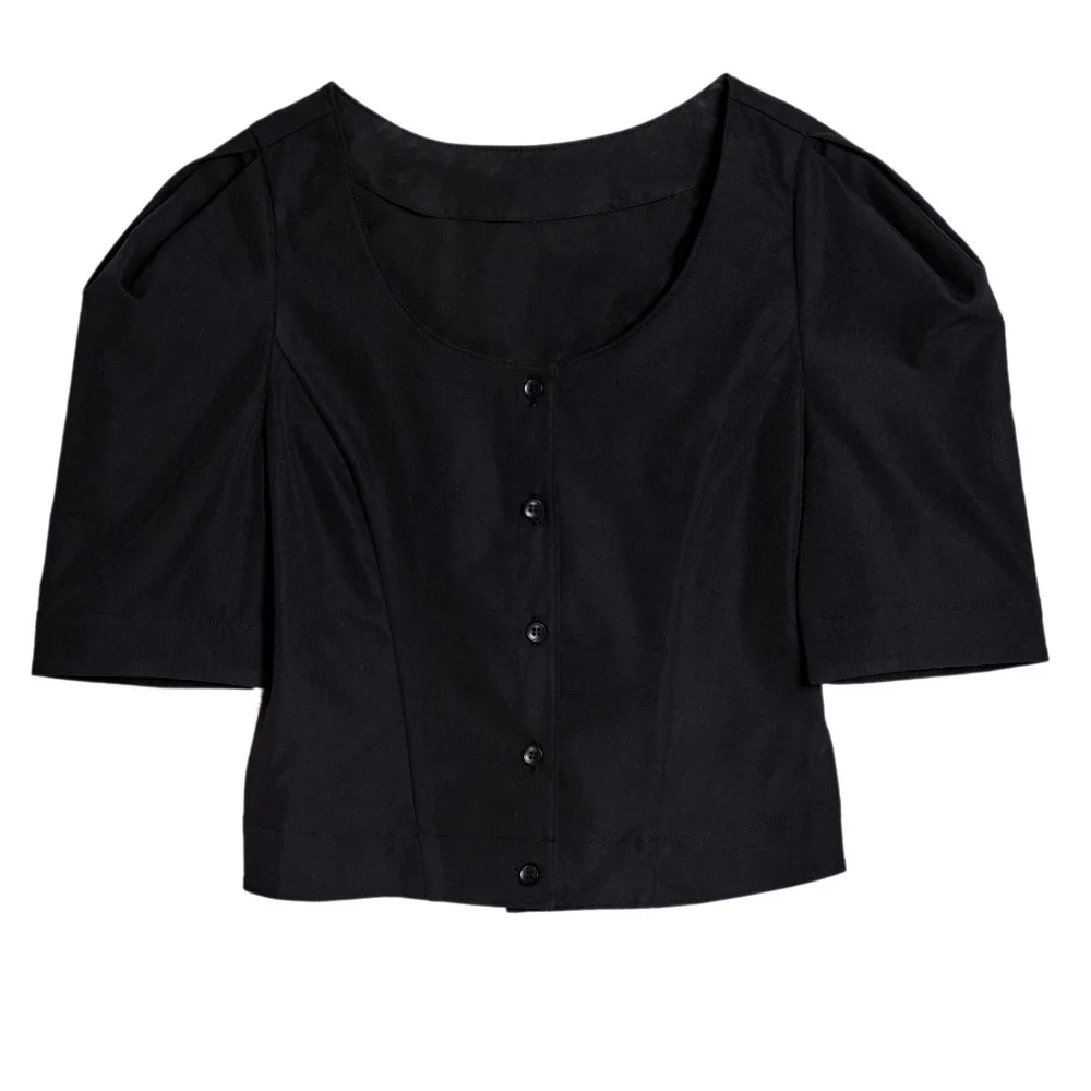 Riokeke Big O Neck Short Sleeve Women's Shirt Modern Retro 2018 Summer Womens Tops and Blouses Women Blouse Shirts Solid |