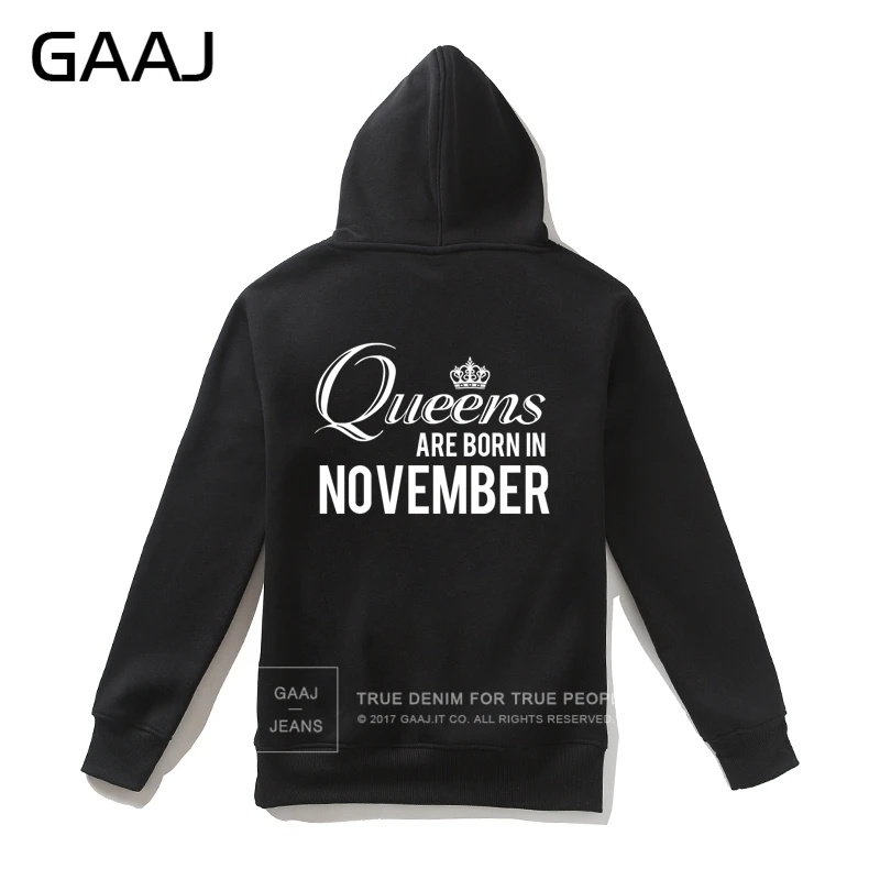 GAAJ "Queens are born in November" мужская толстовка с капюшоном, Женская толстовка на молнии, Мужская Высококачественная флисовая толстовка с принтом в стиле хип-хоп