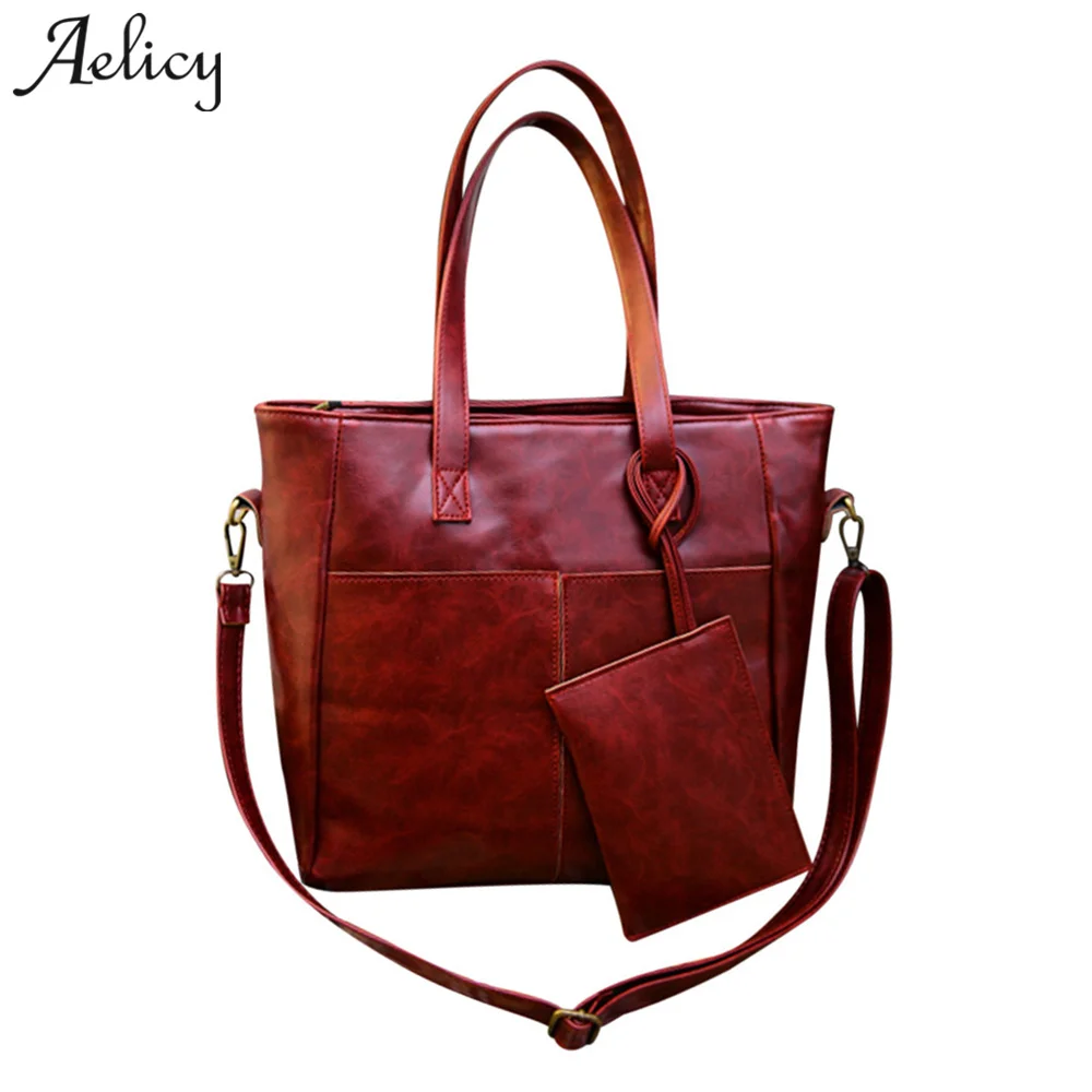 Aelicy 2 шт. винтажные женские модные кожаные сумки на плечо вместительные