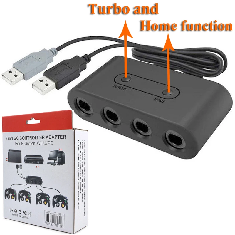 2019 для Nintendo Switch GameCube New Turbo 4 Port GC Gamecube контроллер адаптер конвертер WiiU и