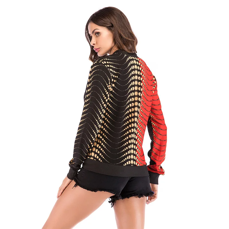 

Vogue New Autumn Coat Women Bomber Jacket Long Sleeve Zipper Streetwear Harajuku Dot Loose Casual Basic Lady Outwear Tops Gift