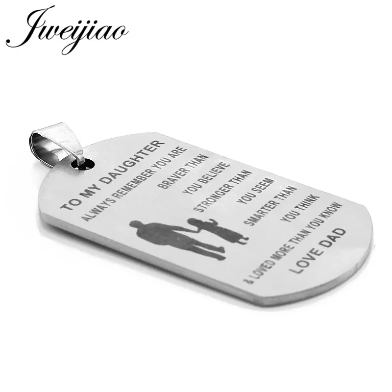 JWEIJIAO модные ожерелья из нержавеющей стали для моей дочери Подвески Love Dad ID Tag DIY