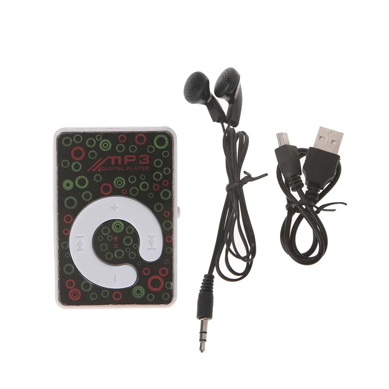 Черный Мини клип музыкальный медиа поддержка TF Micro SD карты mp3-плеер с наушником USB кабель круг шаблон тела - Цвет: Черный