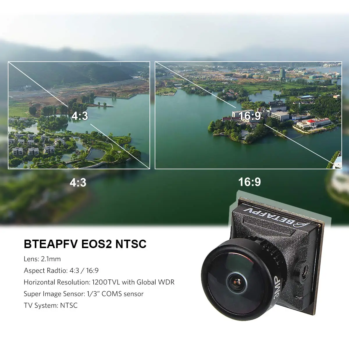 Микро FPV камера BETAFPV EOS2 1200TVL 16:9 4:3 2 1 мм объектив на заказ 1/3 дюйма CMOS NTSC FOV 160 градусов