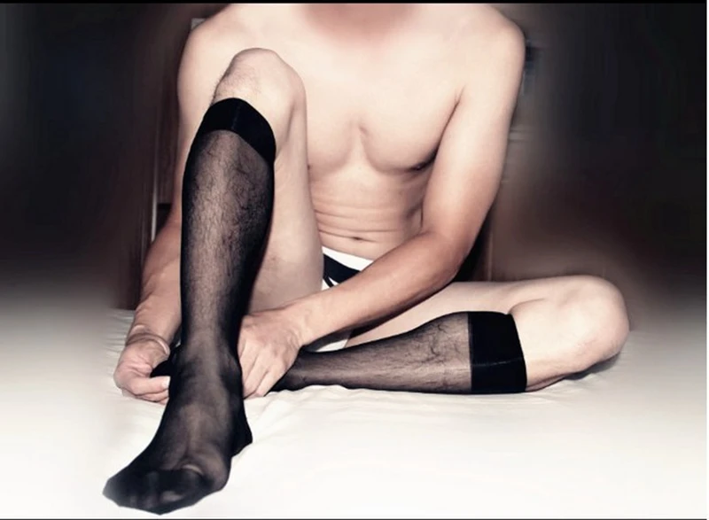 Брендовые мужские нейлоновые шелковые носки прозрачные тонкие сексуальные