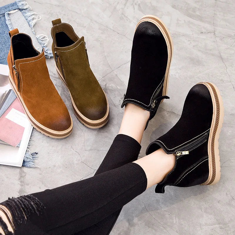 Женская обувь botines mujer 2018 зимние ботинки женские из натуральной кожи модные
