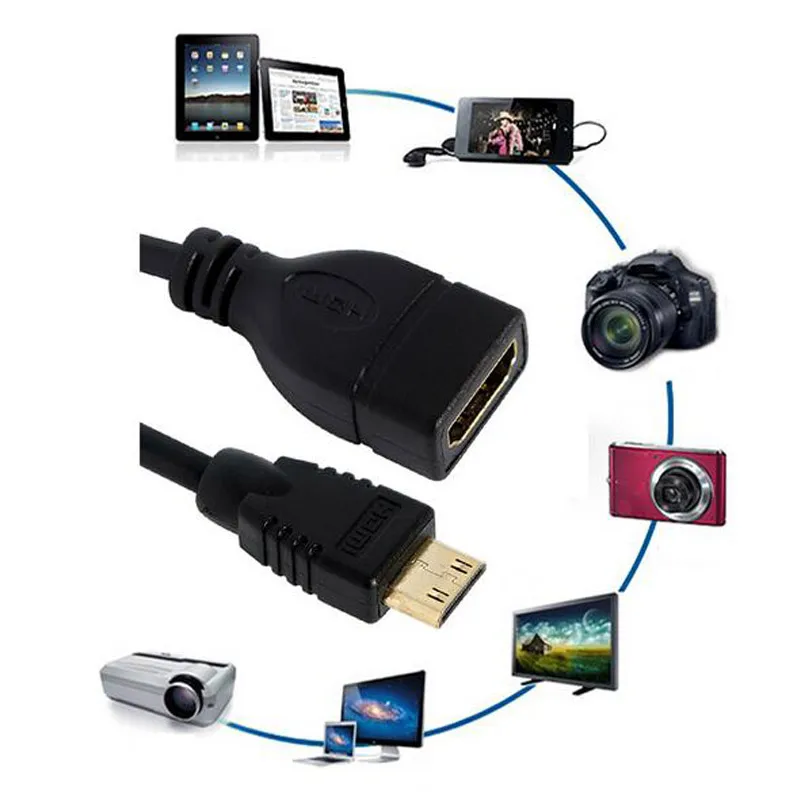 Стандартный 1080 P мини HDMI к HDMI кабель штекер к женскому конвертеру адаптер M-F Удлинительный переходник Кабель