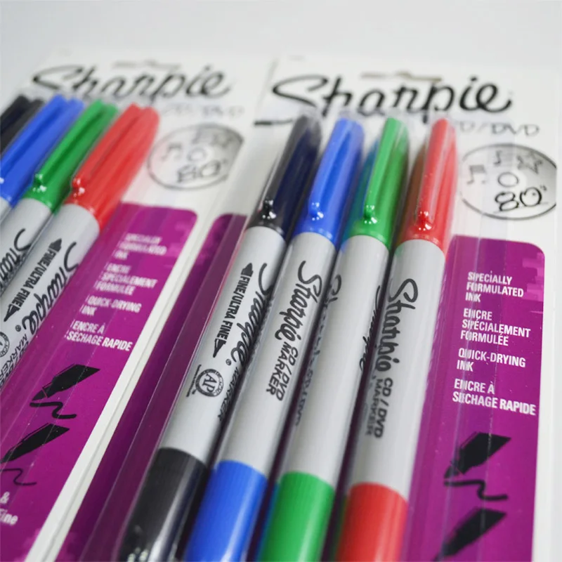 Двусторонний маркер sharpie для компакт дисков/DVD 4 цвета 37030|Фломастеры| |