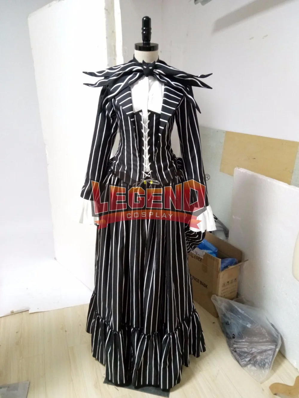 Christmas Nightmare Jack cosplay Costume outfit dress Black Stripe medieval dress