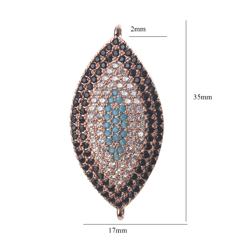 1pc 35*17mm Evil Eye Charms Micro Pave CZ Connectors Bracelet Pendant Jewelry Making Accessories Handmade Finding | Украшения и