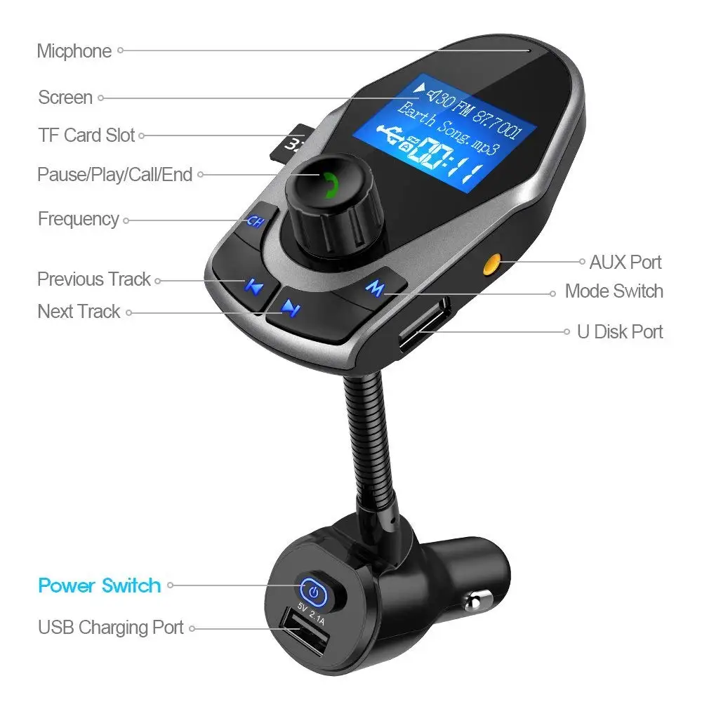 Автомобильный MP3 плеер Nulaxy fm передатчик Bluetooth автомобильный комплект
