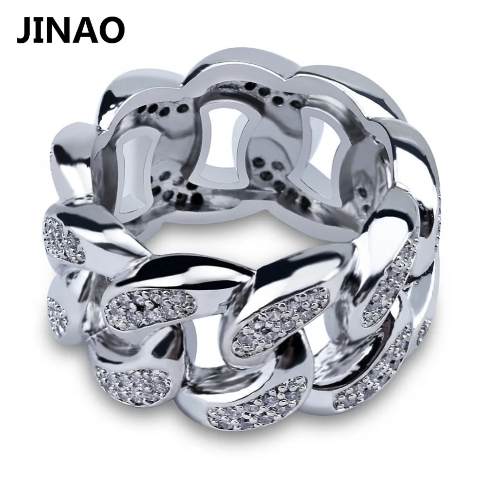 Новинка, мужские трендовые кольца, золотого цвета, высокое качество, Bling Ice Out AAA CZ, хип-хоп панк кольцо, кубинская цепочка