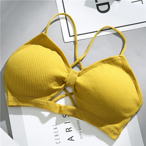 190 Yellow Сексуальный женский короткий топ без косточек с завязками на шее, элегантные топы без рукавов, короткие футболки, вечерние топы - Цвет: 190 Yellow