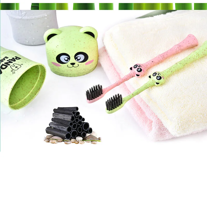 Натуральный 3 шт в одном наборе панда зубная щетка чашка дорожный костюм