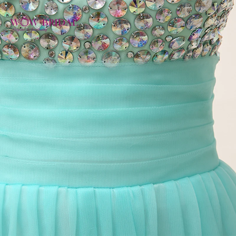 Изящное мятно-зеленое платье Wowbridal для выпускного вечера 2021 прозрачное шифоновое