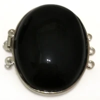3 rows 30x40mm elliptical natural black onyx necklace bracelet jewelry clasp
