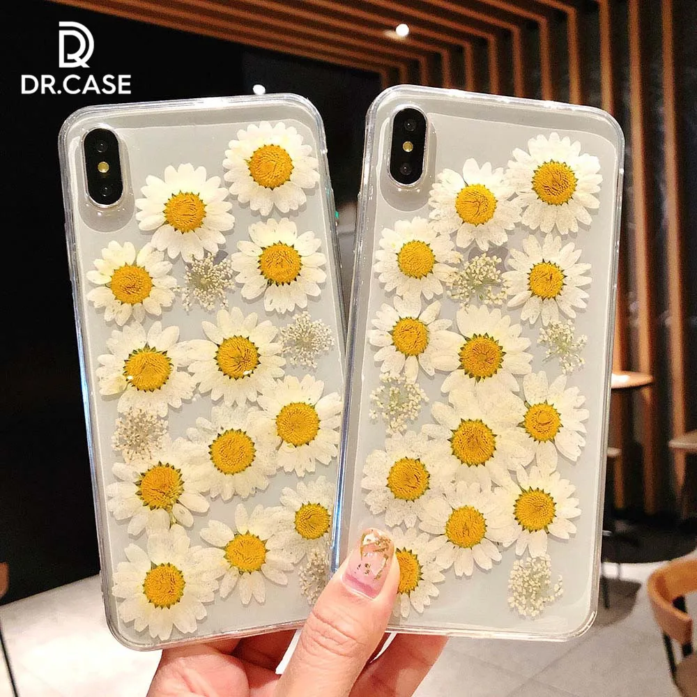 DR. Чехол настоящие сухие цветы чехол для iPhone XS Max XR X ручной работы 8 Plus 7 6 6S Capinhas Fundas