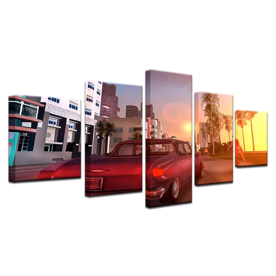 Без рамки 5 штук Grand Theft Auto III Wall Art Холст печать постер игра Горячая GTA 3 изображения