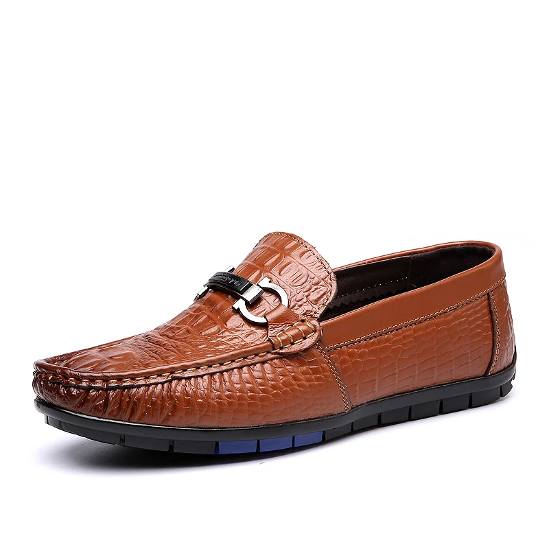 WENYUJH Genuine Leather Mens Moccasins Shoes Crocodile Slip On Breathable Casual Loafers Comfortable Driving Footwear | Обувь